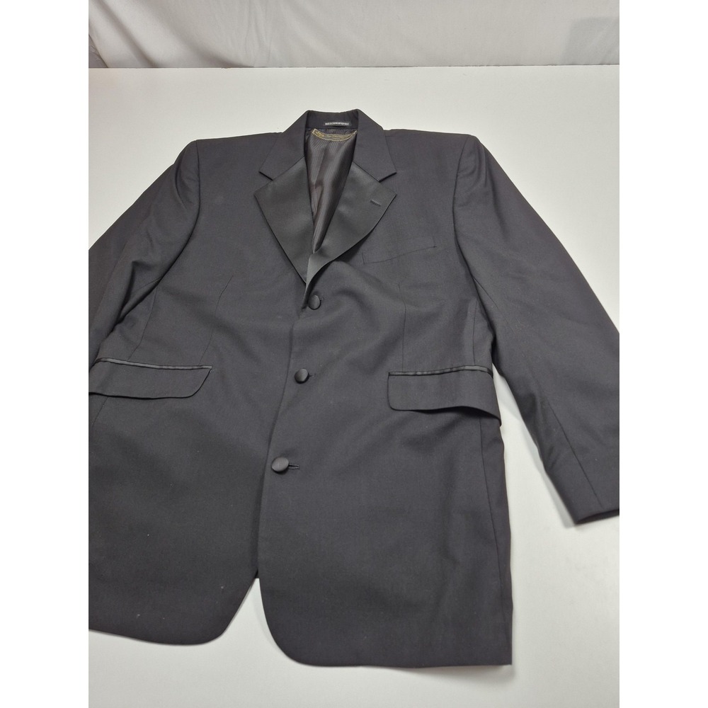 Loro Piana Lubiam Suit Jacket Mens 44 Black Wool Super 110s Tuxedo Peak Lapel